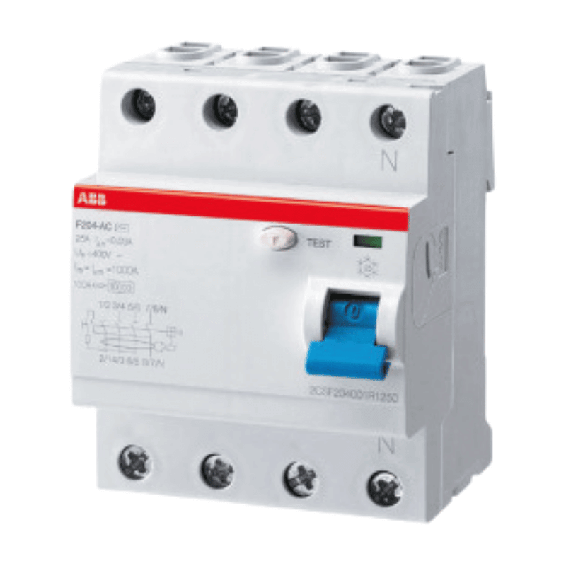 ABB F204A-25/0,03 FI-Schutzschalter – Typ A, 4-polig, 25A, 30mA