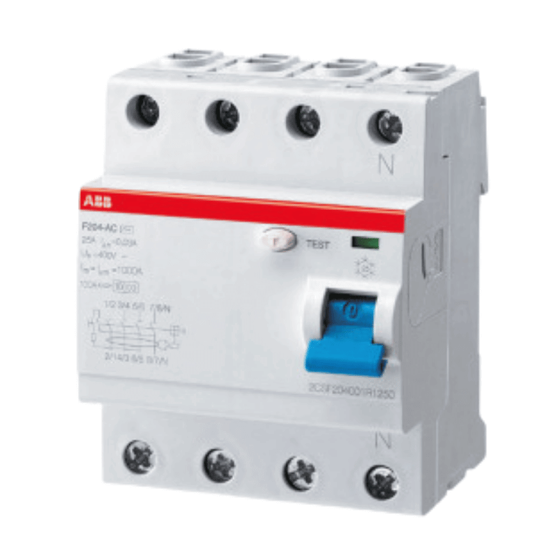 ABB F204A-63/0,03 FI-Schutzschalter – Typ A, 4-polig, 63A, 30mA