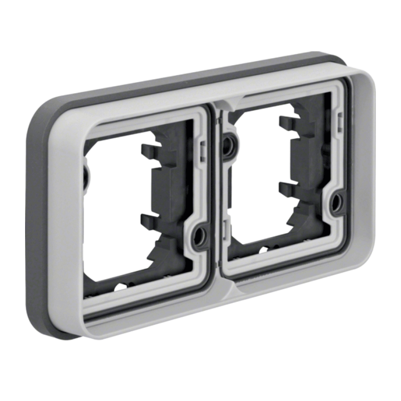 Berker 13293505 Rahmen – W.1, 2-fach, waagerecht, mit Dichtung, grau
