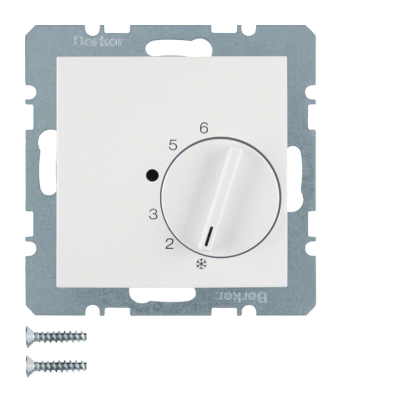 Berker 20261909 Temperaturregler – S.1/B.3/B.7, mit Wechsler und Zentralstück, polarweiß matt
