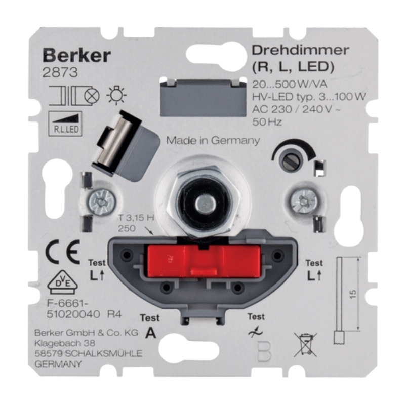 Berker 2873 Drehdimmer – NV mit Softrastung, Hauselektronik