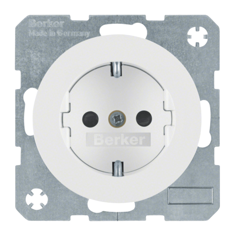 Berker 47232089 Schuko-Steckdose – R.1/R.3, mit erhöhtem Berührungsschutz, polarweiß glänzend