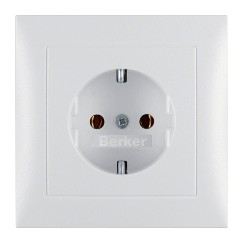 Berker 47429909 Schuko-Steckdose – S.1/B.3/B.7, mit Abdeckplatte, polarweiß matt