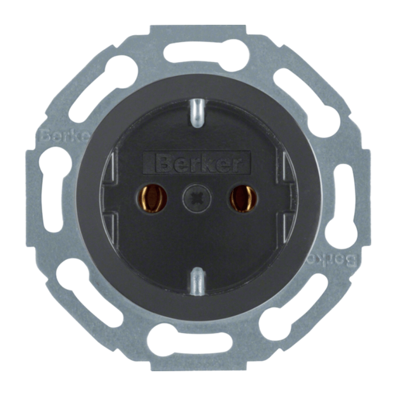 Berker 474521 Schuko-Steckdose – Serie 1930 / Glas / Palazzo, schwarz glänzend