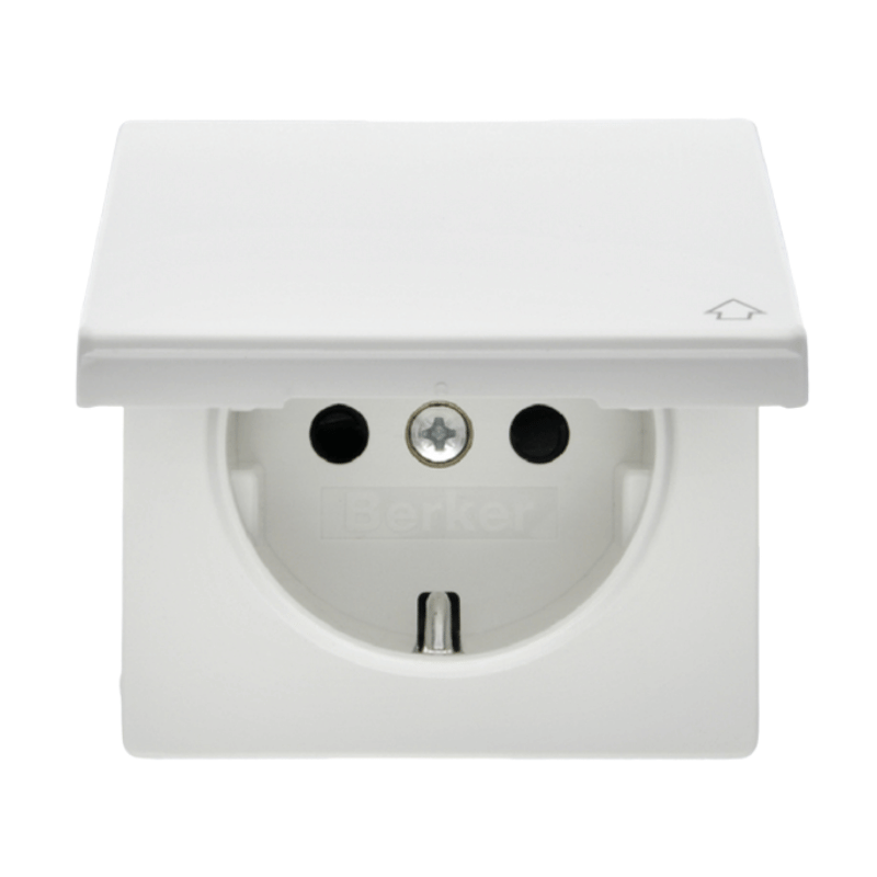 Berker 47516069 Schuko-Steckdose mit Klappdeckel – Q.1/Q.3/Q.7, polarweiß samt