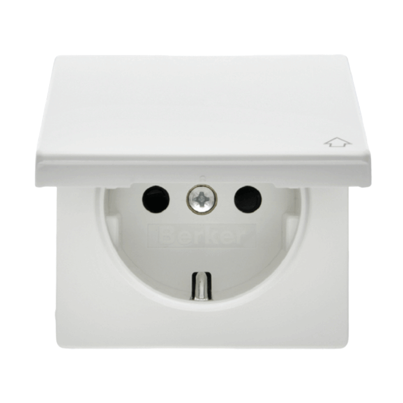 Berker 47516069 Schuko-Steckdose mit Klappdeckel – Q.1/Q.3/Q.7, polarweiß samt