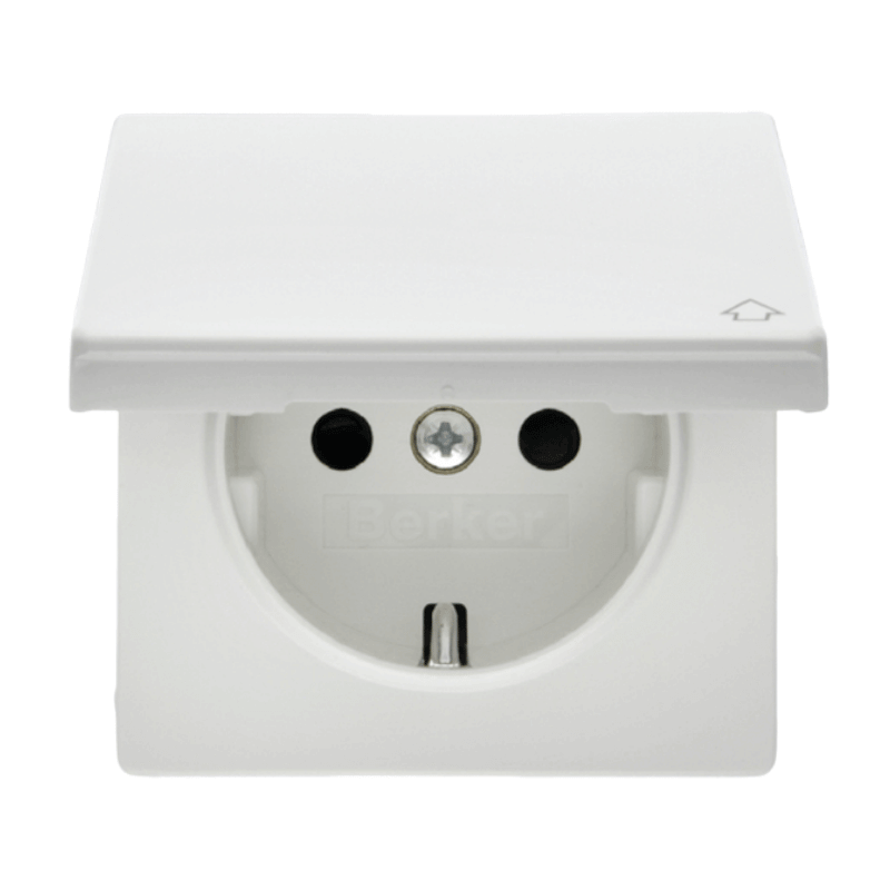 Berker 47516089 Schuko-Steckdose mit Klappdeckel – Q.1/Q.3, polarweiß samt