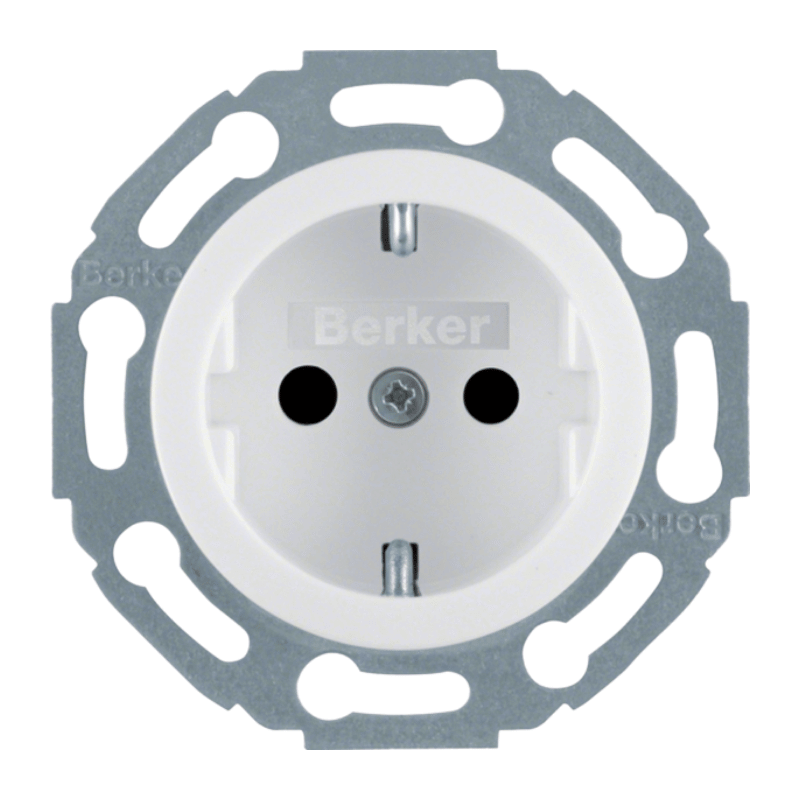 Berker 4755 Schuko-Steckdose – 1930/Glas/Palazzo, mit erhöhtem Berührungsschutz, polarweiß glänzend