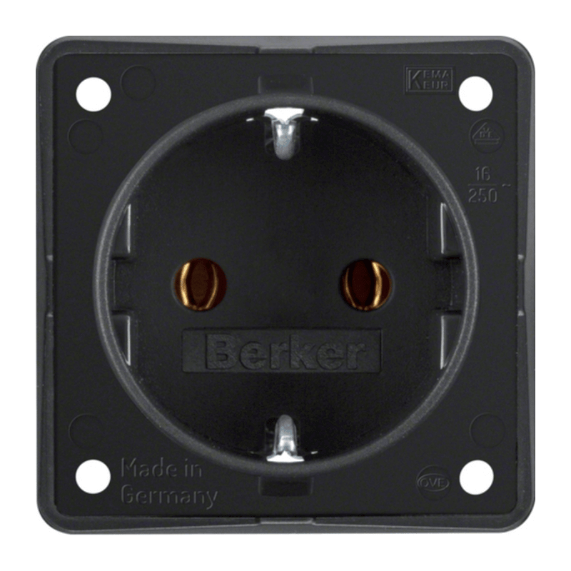 Berker 947782503 Schuko-Steckdose – Integro, mit Steckklemmen , schwarz matt