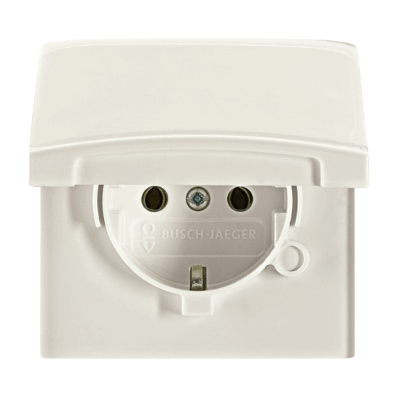 Busch-Jaeger 20EUGK-32-101 Schuko-Steckdose – Allwetter 44, Klappdeckel, cremeweiß
