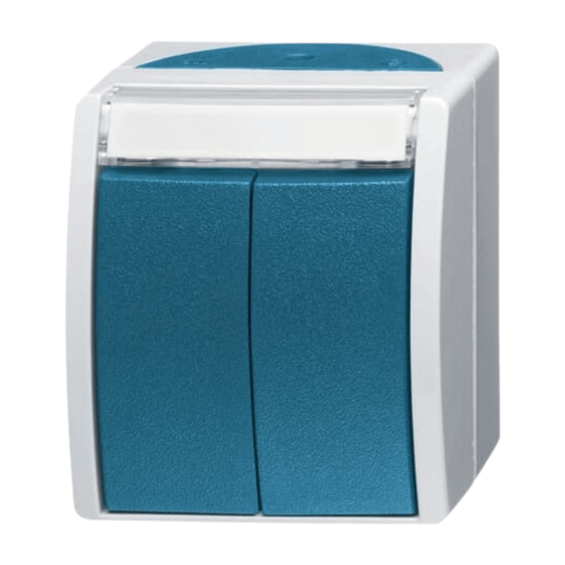 Busch-Jaeger 2621WN-53-205-101 Doppeltaster – Ocean, 2 Schließer, grau/blaugrün