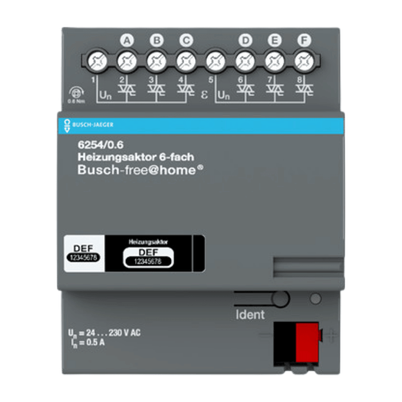 Busch-Jaeger 6254/0.6 Heizungsaktor – free@home, 6-fach