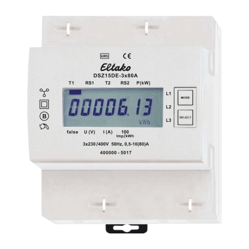 Eltako DSZ15DE-3x80A Drehstromzähler – elektronisch, digital, 4TE