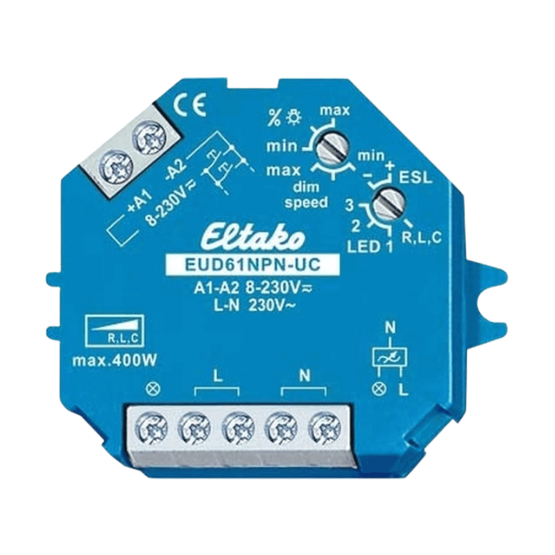 Eltako EUD61NPN-UC Universal-Dimmschalter – RLC, ESL, LED, Memory, 400 W, 8–230 V