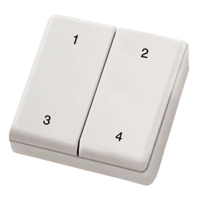 Eltako FMH4S-wg Funk-Minihandsender – für Schlüsselanhänger, lasergraviert 1+2+3+4, reinweiß glänzend