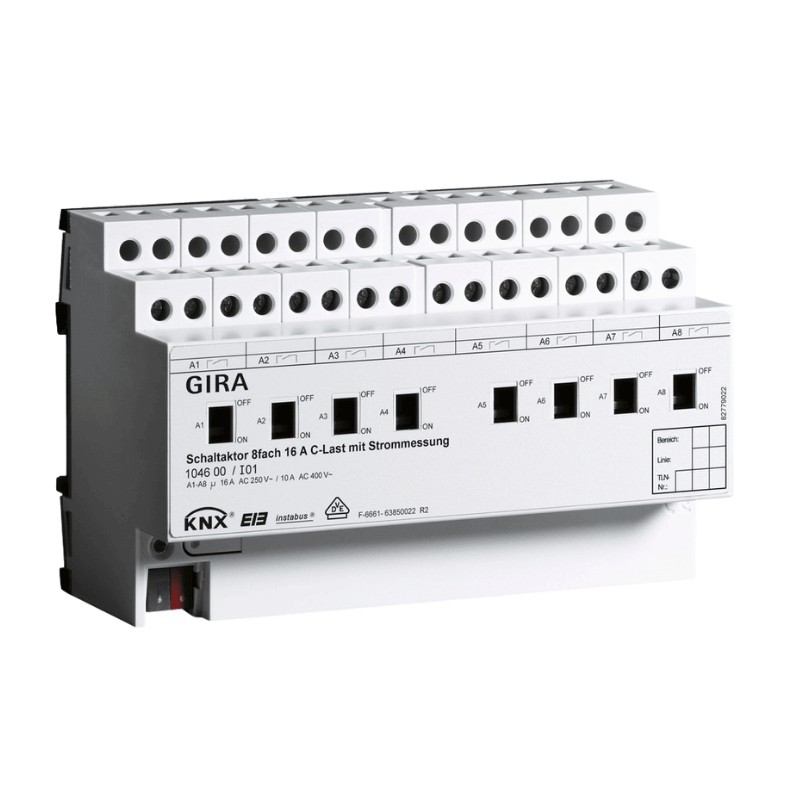 Gira KNX-Schaltaktor 104600 – 8-fach, 16A, Strommessung, REG