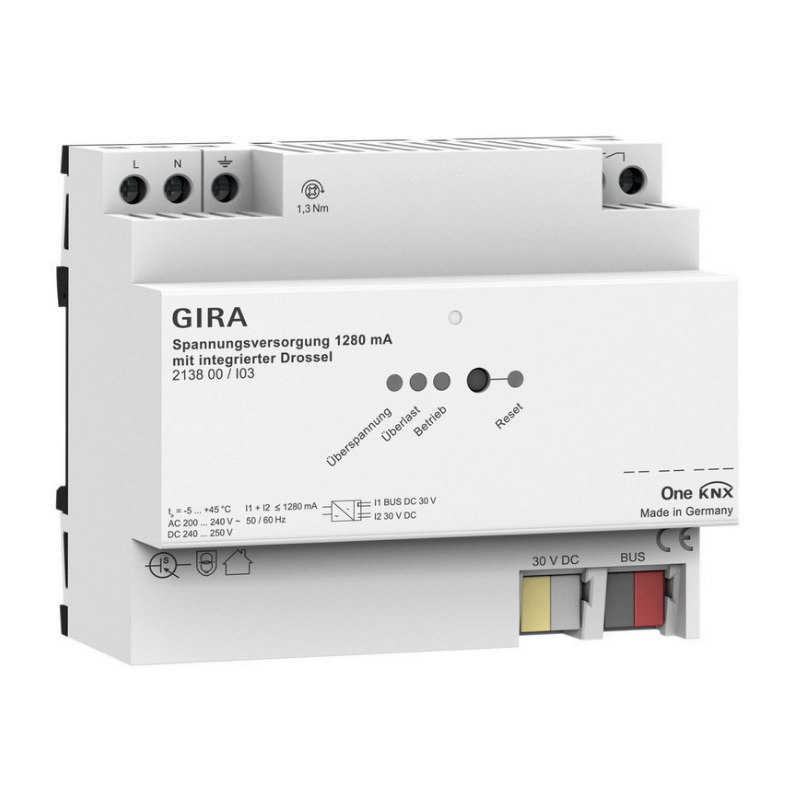 Gira Spannungsversorgung 213800 – OneKNX, Drossel, DC 30V, 1280mA, REG