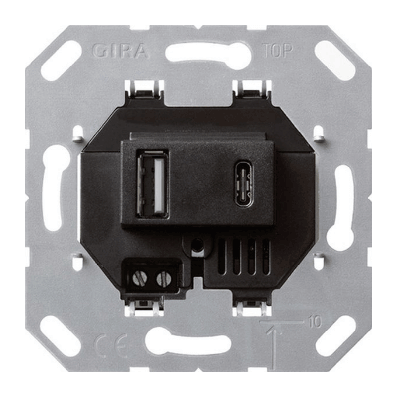 Gira 236900 USB-Spannungsversorgung – USB-A/C, 3,0 A, schwarz