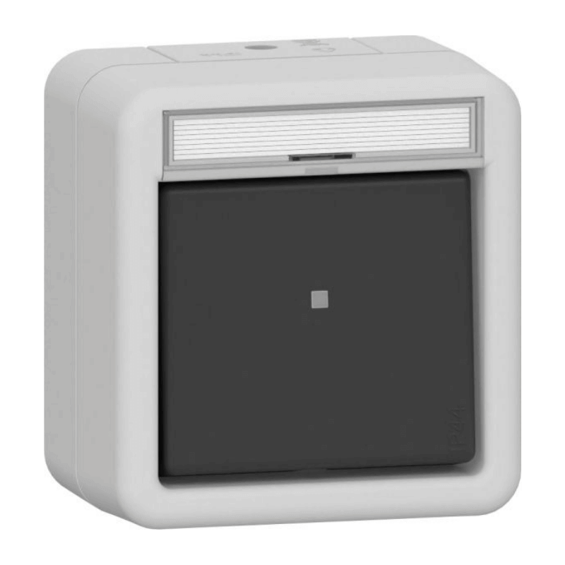 Gira 315630 Aufputz-Wipptaster – IP44, Wechsler, Schriftfeld, grau