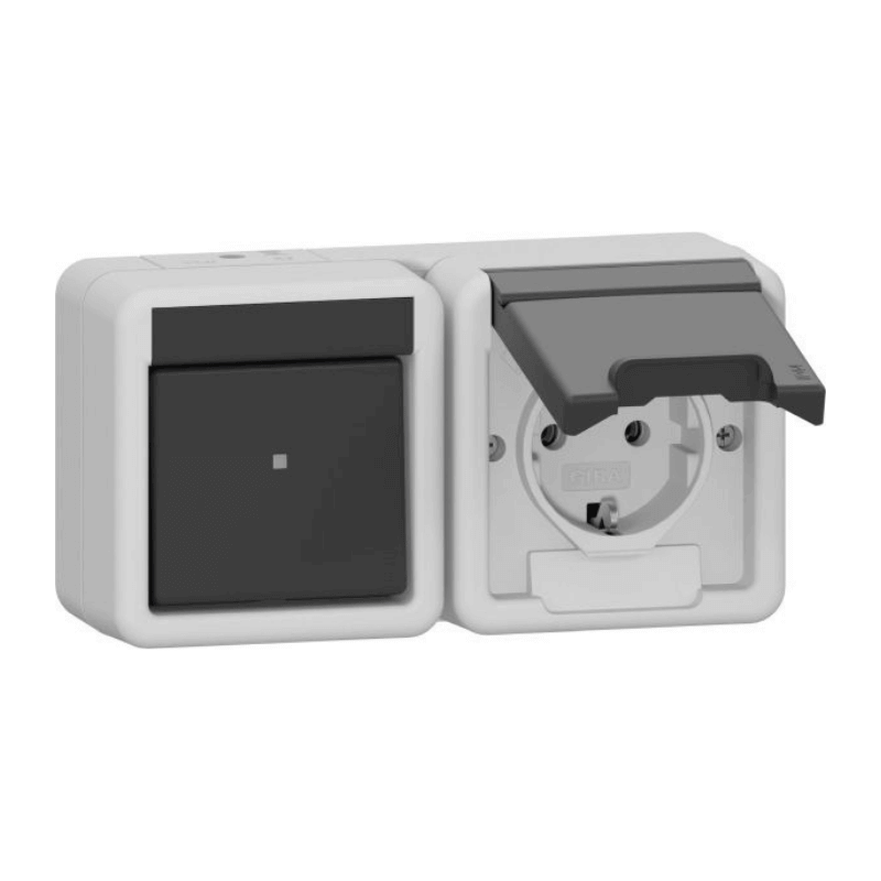 Gira 417730 Aufputzkombination WG AP | 2-fach, waagerecht, Wechselschalter | grau