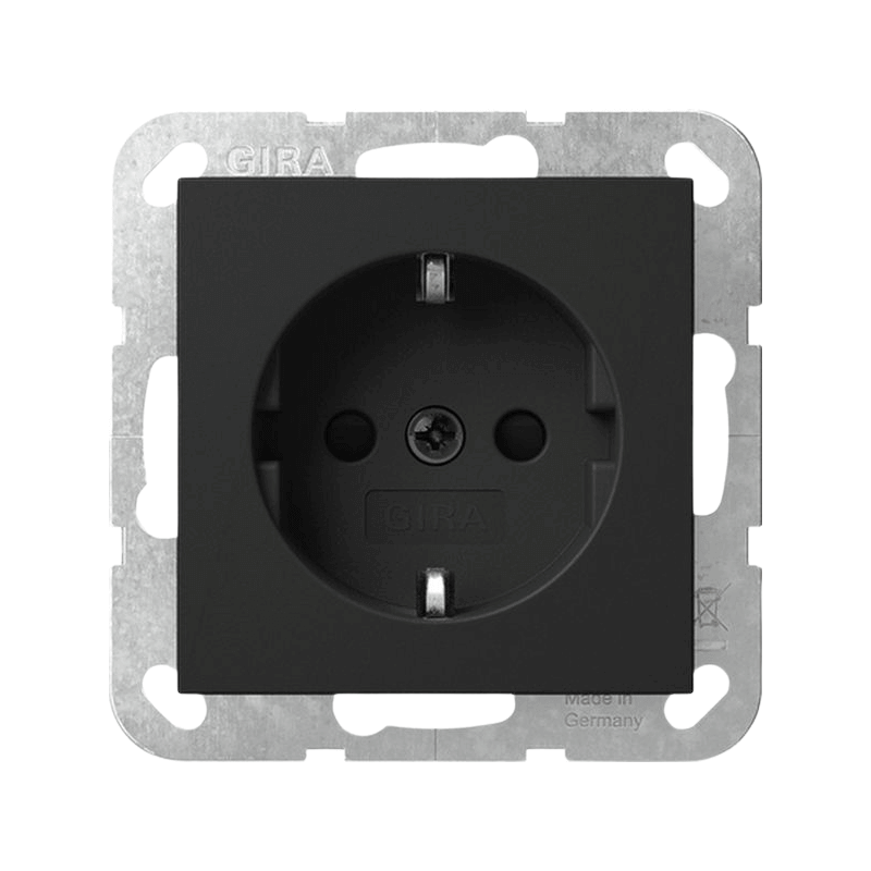 Gira 4453005 Schuko-Steckdose – System 55, 16A 250V, Berührungsschutz, schwarz matt