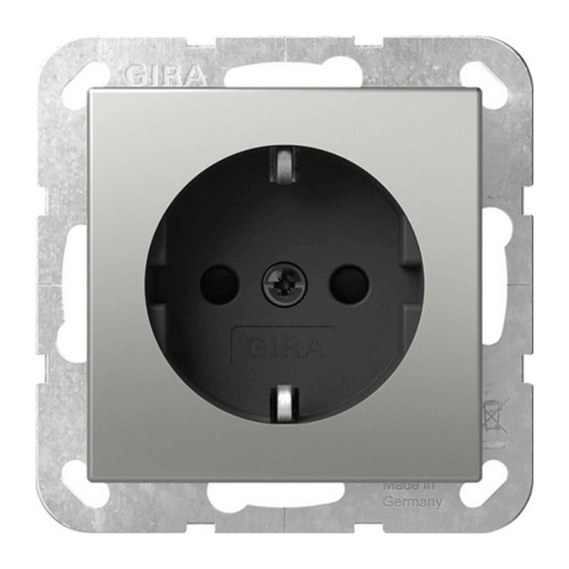 Gira 4453600 Schuko-Steckdose – System 55, Berührungsschutz, edelstahl