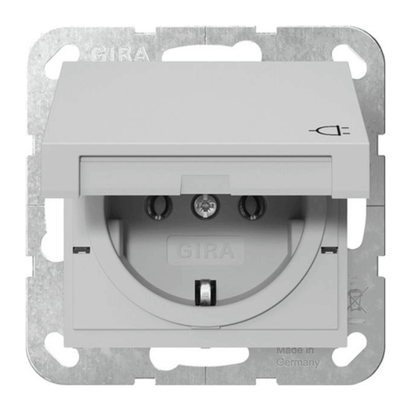 Gira 4454015 Schuko-Steckdose– System 55, Klappdeckel, grau matt