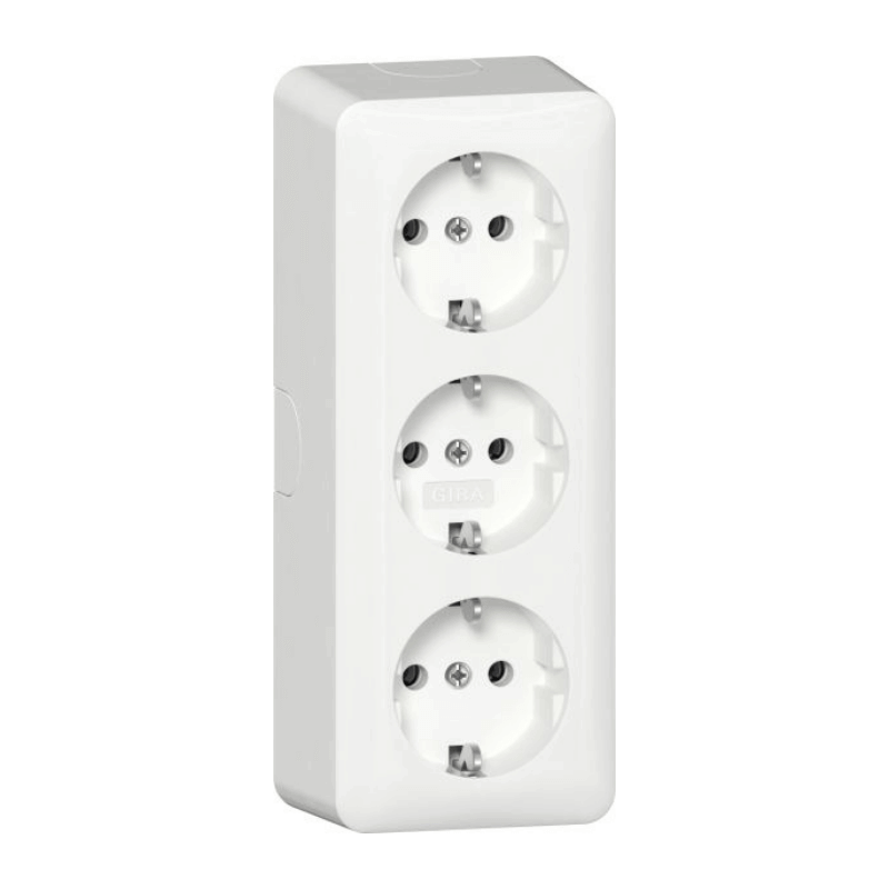 Gira 478913 Schuko-Steckdose – Aufputz, 3-fach, reinweiß
