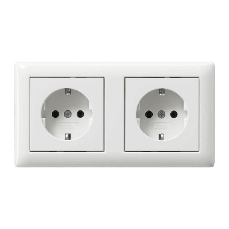 Gira 479303 Schuko-Steckdose – System 55, 2-fach, reinweiß glänzend