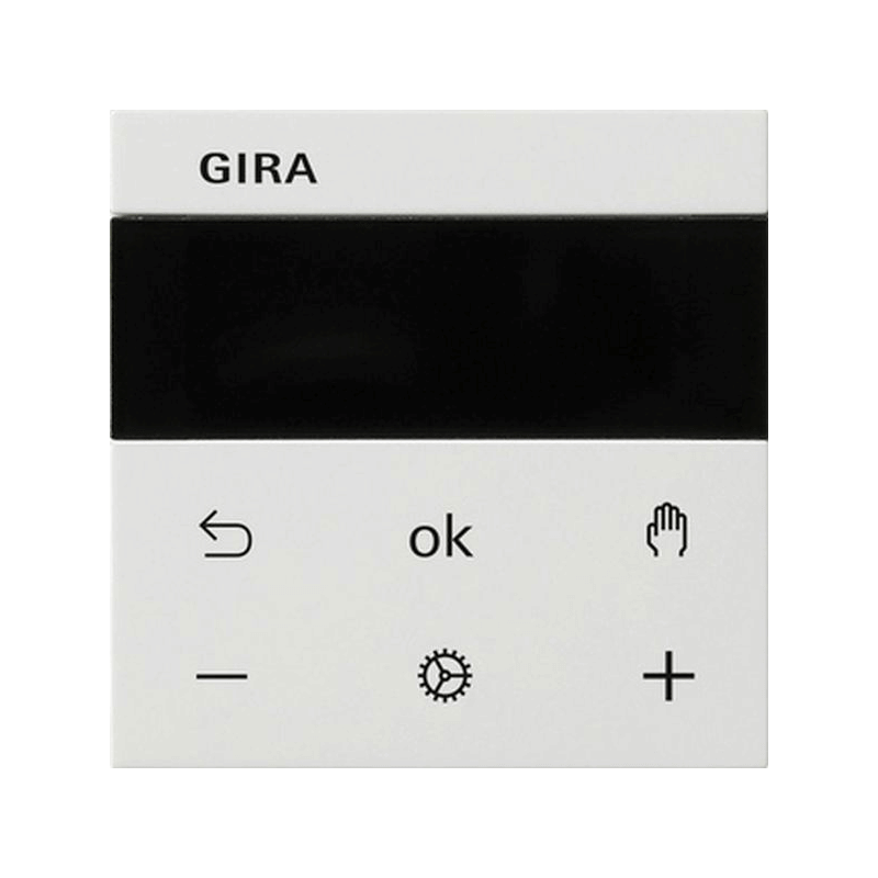 Gira 539327 Raumtemperaturregler – System 3000, Display, Kühlfunktion, reinweiß seidenmatt