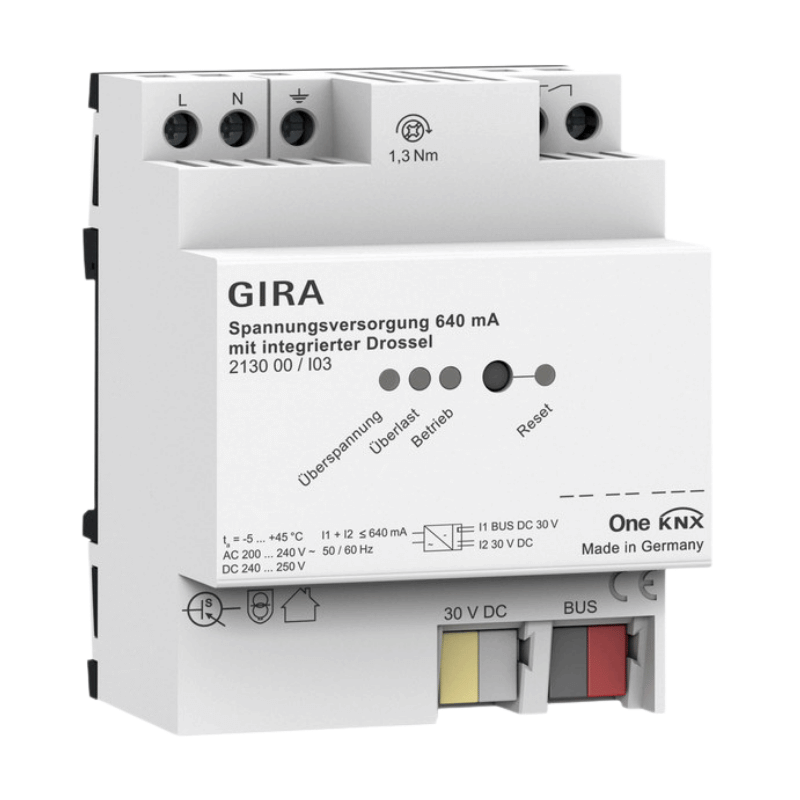Gira Spannungsversorgung 213000 – OneKNX, REG, 640mA, parallel schaltbar