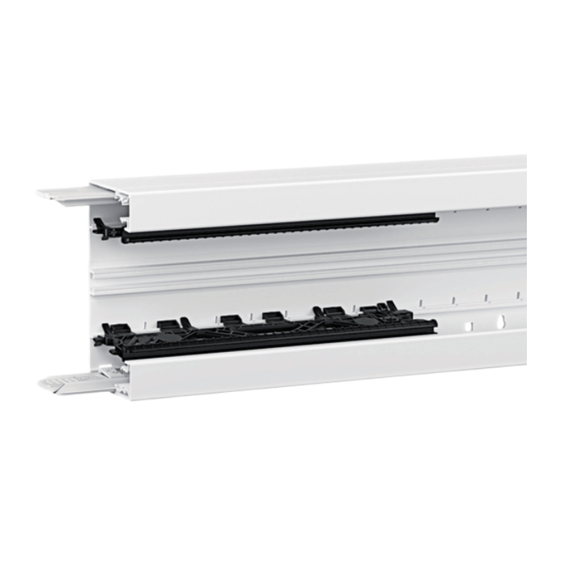 Hager BRN6513019016 Brüstungskanal-Unterteil 80 mm – tehalit, Kunststoff, 3-Kammer, verkehrsweiß, 2 Meter