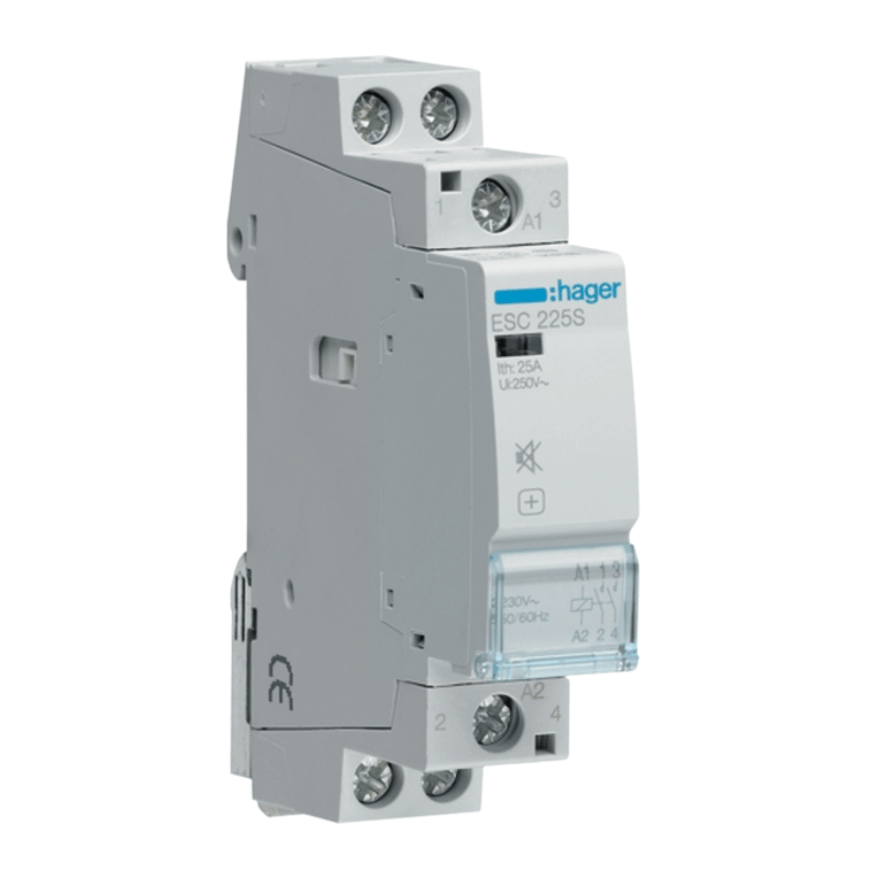 Hager ESC225S Installationsschütz – brummfrei, 25A, 2S, 230V