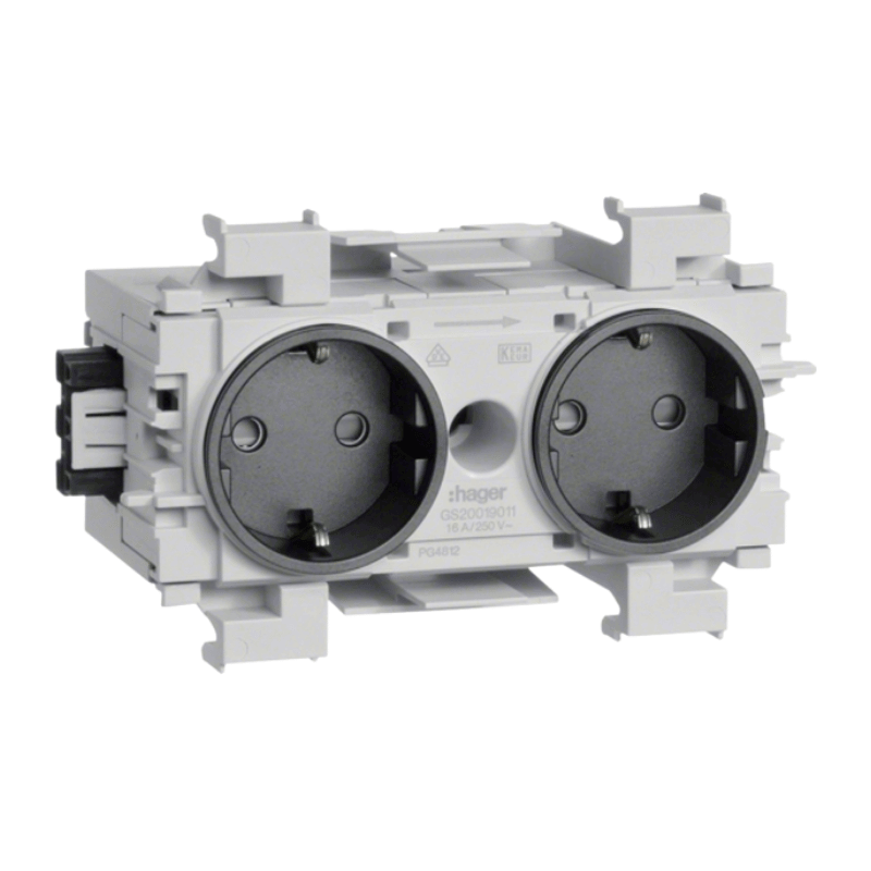 Hager GS20019011 Kanalsteckdose – Wago Winsta, C-Profil, 2-fach, graphitschwarz