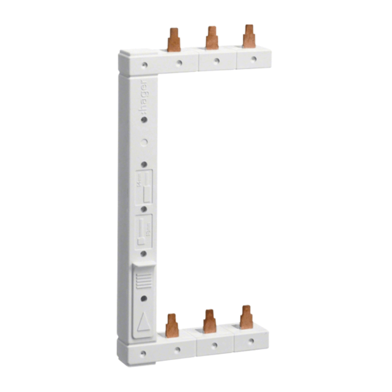 Hager KCL363L Phasenschiene – 3-polig, 2-reihig, 125 mm, links, vertikal, 8 Stück