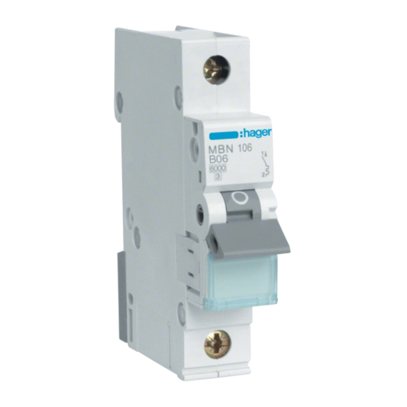 Hager MBN106 Leitungsschutzschalter – 1-polig, B-Char, 6kA, 6A, 1TE