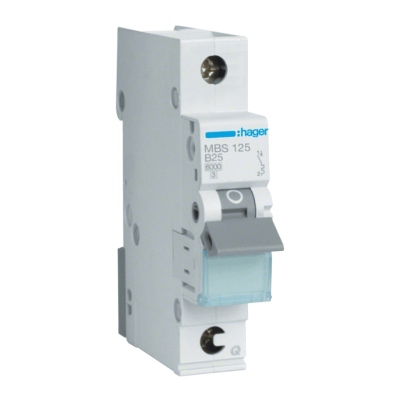 Hager MBS125 Leitungsschutzschalter – QuickConnect, 1-polig, B-Char., 6 kA, 25A, 1TE