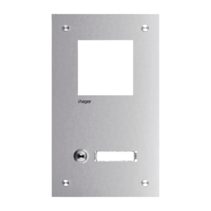 Hager RTQ101X Frontplatte intercom mono – 1 Taste + Namensschild, edelstahl