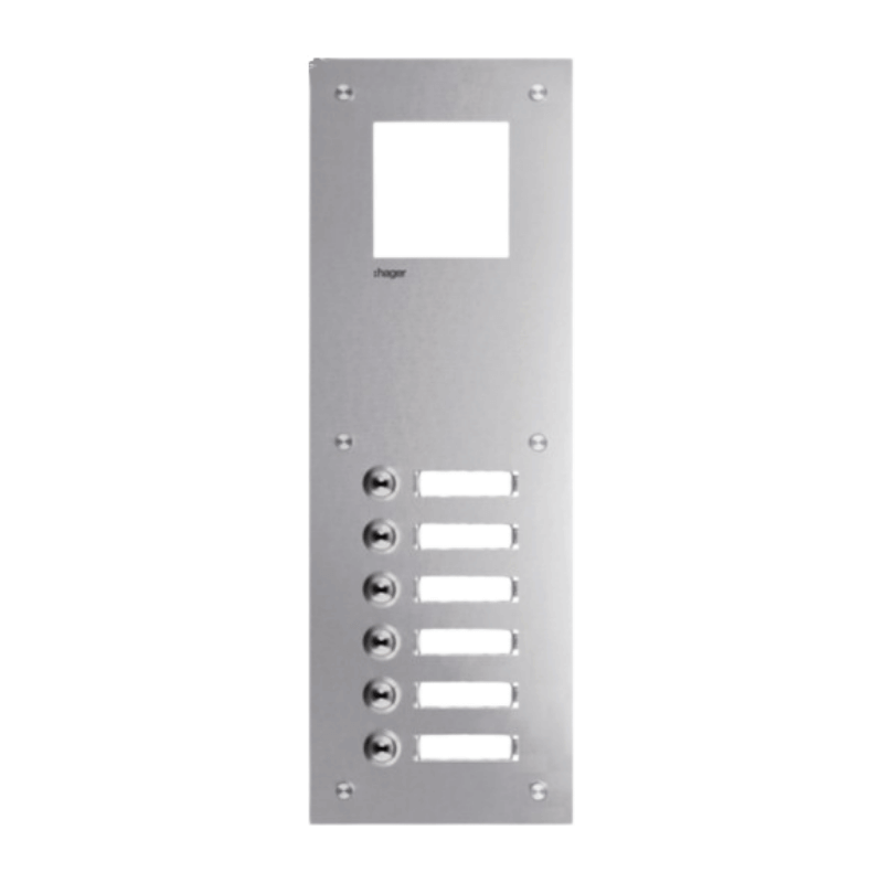 Hager RTQ106X Frontplatte intercom mono – 6 Tasten + Namensschild, edelstahl