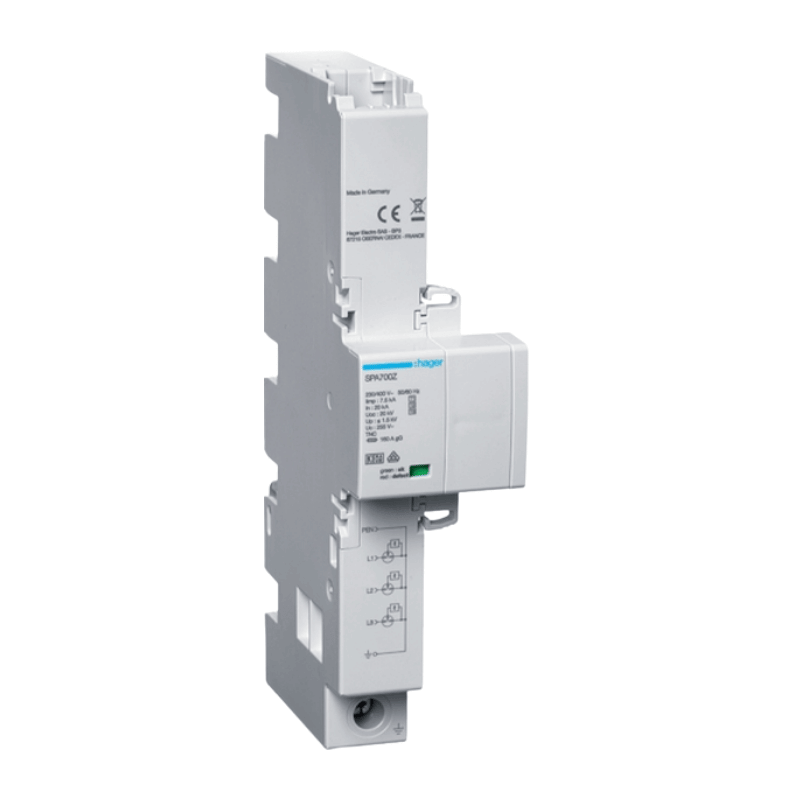 Hager SPA700Z Kombiableiter – T1+T2+T3, 3-polig, Iimp 7,5kA, TNC