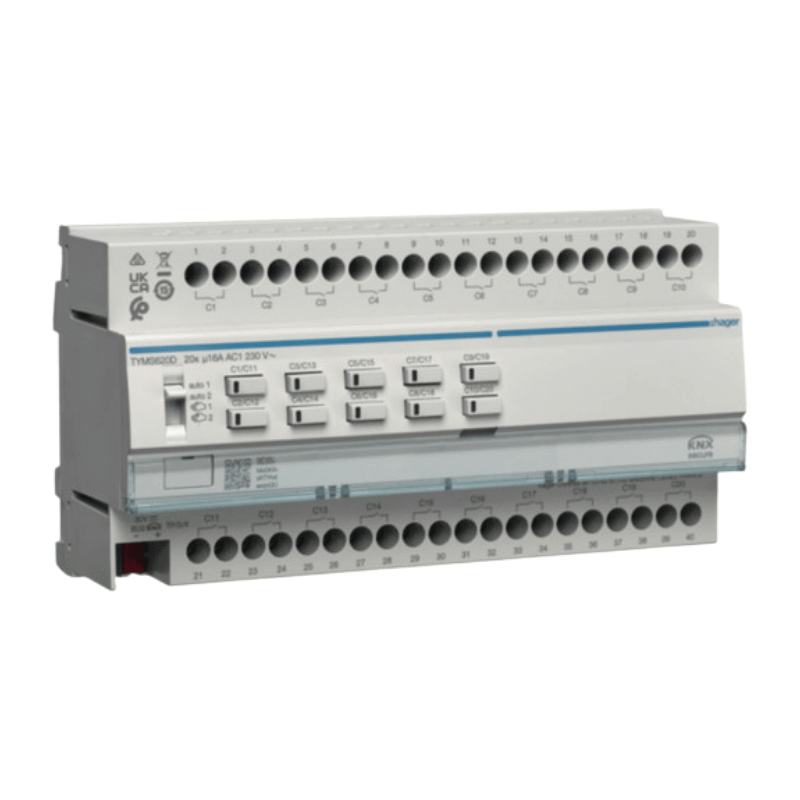 Hager TYMS620D KNX-Universalaktor – 20-fach, 16 A, C-Last, secure