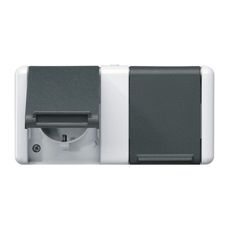 Jung 8220-1W Schuko-Steckdose – WG 800, 2-fach, waagerecht