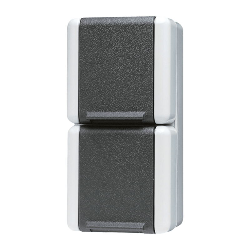 Jung 822W Schuko-Steckdose – WG 800, 2-fach, senkrecht, grau