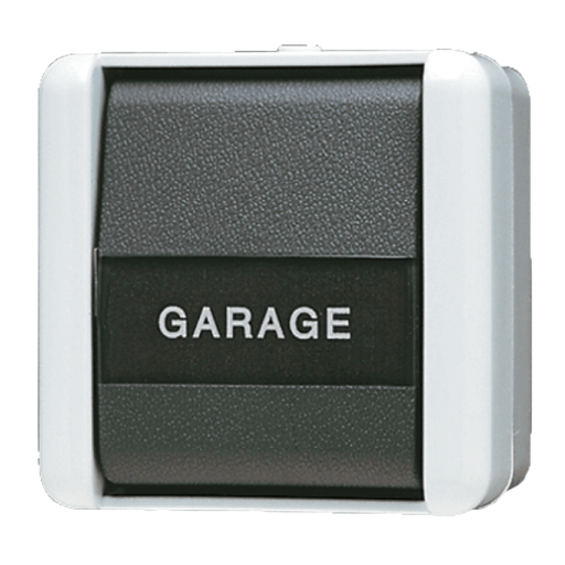 Jung 831NAW Aufputz-Taster – WG 800, 1-fach, Schließer, Schriftfeld, IP44