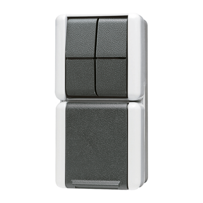 Jung 875W Schuko-Steckdose mit Serienschalter – WG 800, IP44