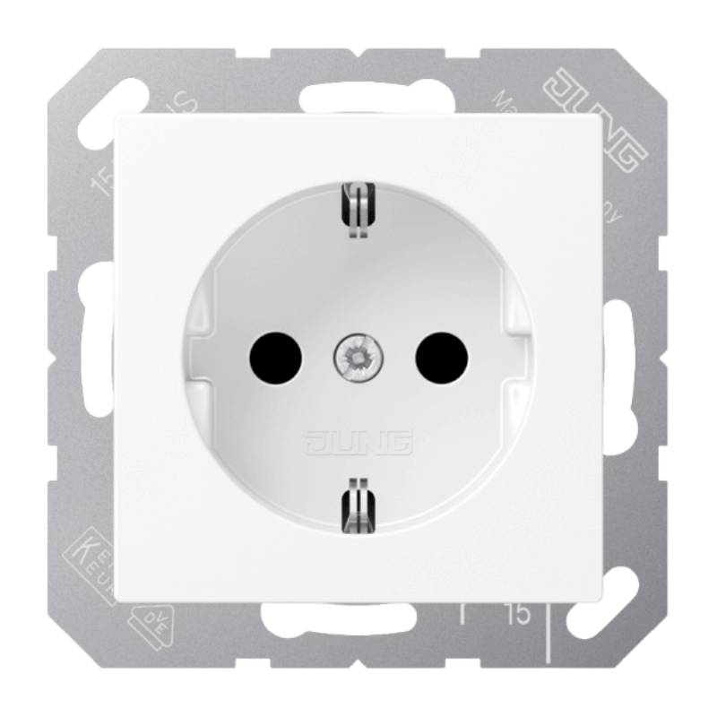 Jung A1520BFWWM Schuko-Steckdose – A/AS, Standard, schneeweiß matt