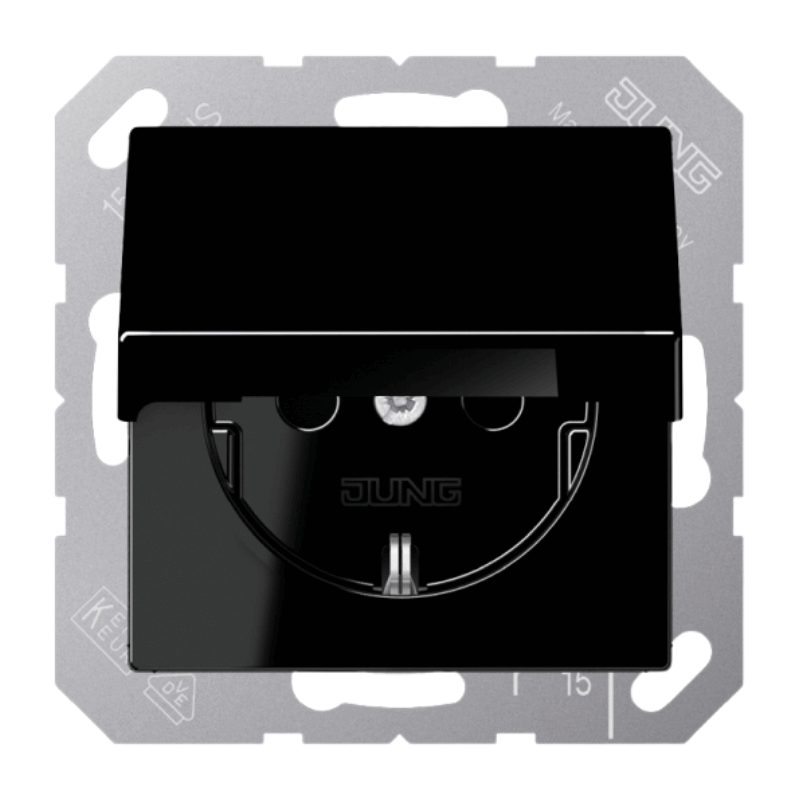 Jung A1520KLSW Schuko Steckdose – A, Klappdeckel, schwarz
