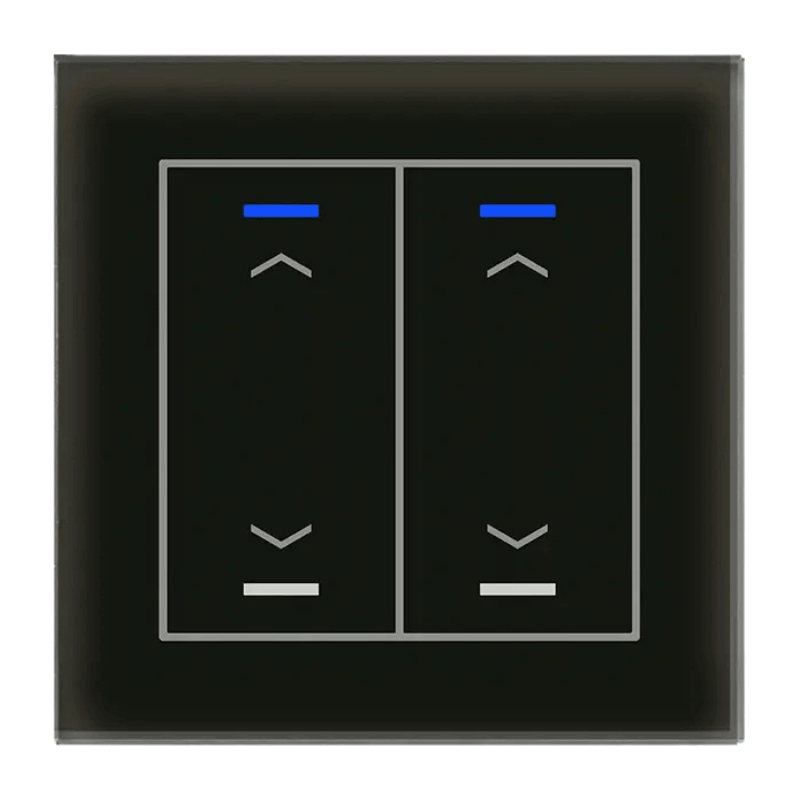 MDT KNX-Glastaster II Light BE-GTL20S.A1 2-fach mit Pfeilsymbolen in Glas schwarz für Jalousie- und Schaltfunktionen