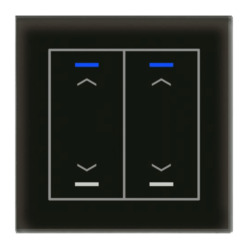 MDT KNX-Glastaster II Light BE-GTL20S.A1S 2-fach Glas schwarz mit Auf/Ab Symbol und schwarzem Gehäuserückteil