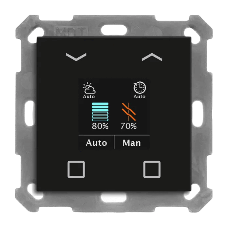 MDT KNX-Jalousie-Taster Smart 55 BE-JTA550406.01 4-fach schwarz matt mit Farbdisplay und integrierter Zeitschaltuhr für Jalousiesteuerung